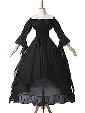 economico Vestito-Vintage Gotico Medievale Vestito Costume Cosplay Abito ispirato alla Reggenza Manica del polsino svasato Vichingo Elfico Per donna Celtico Costumi da pirata Fantasia Halloween Mascherata Performance