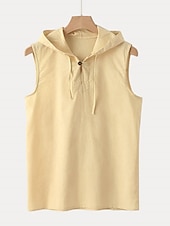 abordables Débardeurs-Homme Débardeur Sous-Vêtements T-shirt sans manches Sans manches À capuche Été Uni Mode Designer Muscle Extérieur Sortir Salle de sport Noir Blanche Jaune T-shirt haut de gamme pour homme