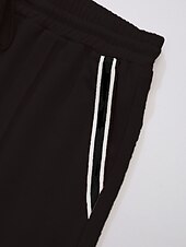 cheap Men&#039;s Tee Sets-Men&#039;s Tee &amp; Drawstring Waist Shorts 2 Pieces Outfits Short Sleeves Crewneck Summer Striped Fashion Sport Casual 2 Piece Striped Trim Vacation Daily Wear Activewear Black Pink Khaki Top Tee for Men