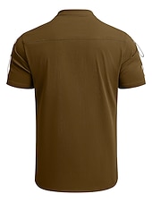 baratos Férias-Homens Camisa Social camisa de linho Camisa casual camisa de praia Tecido Férias Havaiana Preto Branco Azul Marron Manga Curta Colarinho Chinês Primavera Verão Roupa Básico