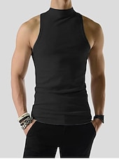 tanie Tank topy sportowe-Męskie Bezrękawnik Kamizelka Top Podkoszulki Bluzka na ramiączkach Bez rękawów Golf Lato Równina Pit Strip Moda Designerskie Mięsień Na zewnątrz Wyjściowe Siłownia Czarny Biały Kawowy Top Tee dla