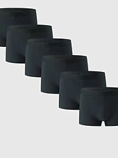 baratos Moda Íntima para Homem Confortável-Homens Pacote com 6 Cuecas boxer Roupa Íntima Boxers Algodão Respirável Tecido Preto Azul
