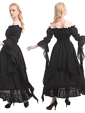economico Vestito-Vintage Gotico Medievale Vestito Costume Cosplay Abito ispirato alla Reggenza Manica del polsino svasato Vichingo Elfico Per donna Celtico Costumi da pirata Fantasia Halloween Mascherata Performance