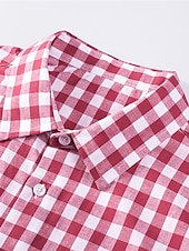 economico camicia da uomo con bottoni-Per uomo Camicia Camicia Estiva Camicia casual Camicia da Spiaggia Camicia con Bottoni Camicie a quadri Nero Blu reale Blu Rosso Blu scuro Manica Corta Quadri Bavero Vacanza Quotidiano Abbigliamento