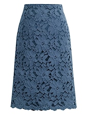 ieftine Fuste simple-Pentru femei Fustă Bodycon Fuste de lucru Elegant Modă Afacere Sub Genunchi Talie Înaltă Fuste Mată Dantelă Birou / Carieră Stradă Negru Mov Deschis Albastru Deschis Vară Poliester