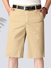 お買い得  ワークショーツ-男性用 ショーツ チノパンツ バミューダショーツ ワークショーツ ポケット 平織り 履き心地よい 高通気性 ビジネス カジュアル エレガント ヴィンテージ ブラック イエロー 伸縮性なし