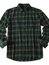 economico camicia da uomo con bottoni-Per uomo Camicia Camicia casual Camicia con Bottoni Giallo Rosso Verde Plaid Bavero Vacanza Streetwear Base Abbigliamento Moda Tempo libero