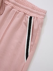 cheap Men&#039;s Tee Sets-Men&#039;s Tee &amp; Drawstring Waist Shorts 2 Pieces Outfits Short Sleeves Crewneck Summer Striped Fashion Sport Casual 2 Piece Striped Trim Vacation Daily Wear Activewear Black Pink Khaki Top Tee for Men