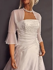 cheap Wedding Guest Wraps-Shawls Women&#039;s Wrap Elegant Pure 3/4 Length Sleeve Chiffon Wedding Wraps With Pure Color For Party Spring &amp; Summer