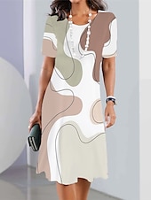 voordelige Strepen- en geometrische jurk-Dames Mini-jurk T shirt jurk Zonnejurk Zomerjurk Jurk met print Modieus Streetwear Modern Buiten Dagelijks Uitgaan Normale pasvorm Geometrisch Kleurenblok Korte mouw Strakke ronde hals Zwart en Wit