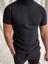 cheap Men&#039;s Casual T-shirts-Men&#039;s T Shirt Tee Top Short Sleeves Crew Neck Summer Plain Pit Strip Fashion Designer Basic Vacation Street Going out Black White Top Tee for Men