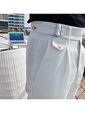 olcso munka rövidnadrág-Férfi Rövidnadrágok Ruha Rövidnadrág Bermuda nadrág Munkanadrág Rakott rövidnadrág Zseb Hight Rise Sima Mokaszinok Légáteresztő Üzleti Hétköznapi Szüret Elegáns Fekete Fehér Magas derék