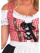 economico Dirndl-Oktoberfest Dirndl Abiti tradizionali Blusa Dirndl Bavarese Cameriera Tedesco Monaco di Baviera Prati Per donna Panno in stile tradizionale Vestito Grembiule