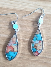 cheap Earrings-Women&#039;s Earrings Ethnic Style Outdoor Color Block Earring