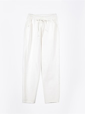 billiga Byxa i vanlig bomullslinne-Dam Shorts i bomullslinne Linneinspirerade byxor Byxor av linne i bomull Streetwear Enkel Ledigt Lång Medium Midja Slät Ficka Snörning Opressade byxor Andningsfunktion Mjuk Utomhus Microelastisk