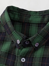 economico camicia da uomo con bottoni-Per uomo Camicia Camicia casual Camicia con Bottoni Giallo Rosso Verde Plaid Bavero Vacanza Streetwear Base Abbigliamento Moda Tempo libero
