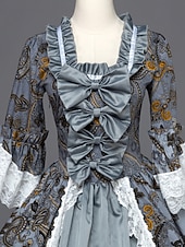 halpa Mekot-Vintage Rokokoo Viktoriaaninen Maxi Mekot Juhla-asu Naamiaisasu Normaali Juliet hiha Prinsessa Tuhkimo Shakespeare Pitsi Rusetti Prinsessa Nelikulmainen kaula-aukko Naamiaispuku Naisten Tyttöjen