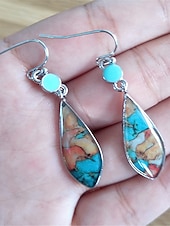 cheap Earrings-Women&#039;s Earrings Ethnic Style Outdoor Color Block Earring