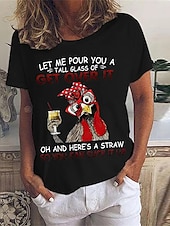 abordables T-shirt Humor &amp; Citations-t-shirt femme basique imprimé lettre manches courtes hauts réguliers col rond quotidien week-end noir blanc rose gris été