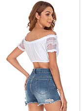 economico Camicette-Carnevale Birra Oktoberfest Costume Blusa Dirndl Oktoberfest / Birra Bavarese Wiesn Stile Tradizionale Prati Per donna Panno in stile tradizionale Top