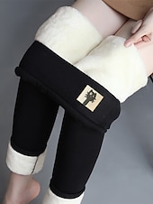 economico Leggings foderati in pile-Per donna Pantaloni in pile Collant Ghette Essenziale Informale Casual Lunghezza intera Vita alta Tinta unica Taglio alto Tenere al caldo Elevata elasticità Ufficio Giornaliero Leggings in lana di