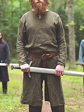  Medievale Rinascimento 17° secolo Camicia Tunica Guerriero Vichingo Ranger Elfico Tiro con l'arco Costume Per uomo Vichingo Fantasia Halloween Carnevale Mascherata LARP Adulti Camicia Tutte le