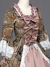halpa Mekot-Vintage Rokokoo Viktoriaaninen Maxi Mekot Juhla-asu Naamiaisasu Normaali Juliet hiha Prinsessa Tuhkimo Shakespeare Pitsi Rusetti Prinsessa Nelikulmainen kaula-aukko Naamiaispuku Naisten Tyttöjen