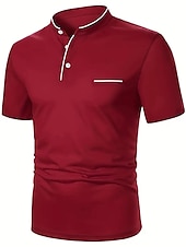 preiswerte Klassisches Poloshirt für Herren-Herren Poloshirt aus Baumwollmischung Golfshirt Straße Lässig Stehkragen Gebänderter Kragen Kurzarm Mode Basic Einfach Klassisch Sommer Normale Passform Marineblau Schwarz Weiß Rot Poloshirt aus