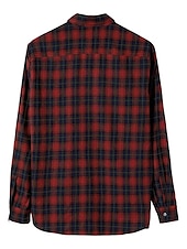 economico camicia da uomo con bottoni-Per uomo Camicia Camicia casual Camicia con Bottoni Giallo Rosso Verde Plaid Bavero Vacanza Streetwear Base Abbigliamento Moda Tempo libero