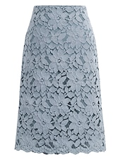 ieftine Fuste simple-Pentru femei Fustă Bodycon Fuste de lucru Elegant Modă Afacere Sub Genunchi Talie Înaltă Fuste Mată Dantelă Birou / Carieră Stradă Negru Mov Deschis Albastru Deschis Vară Poliester