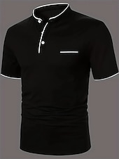 preiswerte Klassisches Poloshirt für Herren-Herren Poloshirt aus Baumwollmischung Golfshirt Straße Lässig Stehkragen Gebänderter Kragen Kurzarm Mode Basic Einfach Klassisch Sommer Normale Passform Marineblau Schwarz Weiß Rot Poloshirt aus