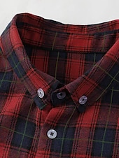 economico camicia da uomo con bottoni-Per uomo Camicia Camicia casual Camicia con Bottoni Giallo Rosso Verde Plaid Bavero Vacanza Streetwear Base Abbigliamento Moda Tempo libero