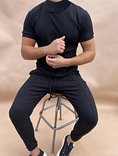 cheap Men&#039;s Casual T-shirts-Men&#039;s T Shirt Tee Top Short Sleeves Crew Neck Summer Plain Pit Strip Fashion Designer Basic Vacation Street Going out Black White Top Tee for Men