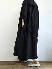 billiga Kappor och trenchcoats-Dam Trenchcoat Utomhus Ficka Slät Bekväm Mode Normal Ytterkläder Långärmad Sommar Svart S