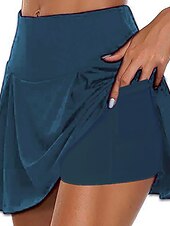 お買い得  スポーツドレスとスカート-女性用 テニススカート ゴルフスカート サイドポケット 2 イン 1 日焼け防止 ヨガ フィットネス テニス スコート ルビーレッド バーガンディー パープル スパンデックス スポーツ アクティブウェア 高弾性