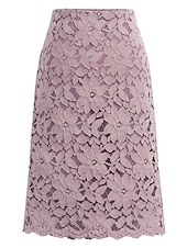 ieftine Fuste simple-Pentru femei Fustă Bodycon Fuste de lucru Elegant Modă Afacere Sub Genunchi Talie Înaltă Fuste Mată Dantelă Birou / Carieră Stradă Negru Mov Deschis Albastru Deschis Vară Poliester