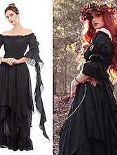 economico Vestito-Vintage Gotico Medievale Vestito Costume Cosplay Abito ispirato alla Reggenza Manica del polsino svasato Vichingo Elfico Per donna Celtico Costumi da pirata Fantasia Halloween Mascherata Performance