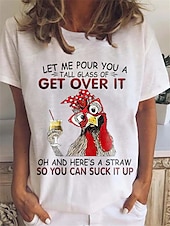 abordables T-shirt Humor &amp; Citations-t-shirt femme basique imprimé lettre manches courtes hauts réguliers col rond quotidien week-end noir blanc rose gris été
