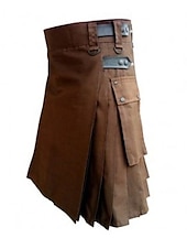 olcso Alsók-Utcai sikk Stílusos Klasszikus stílus Szoknya Skót Utility Kilts Ren Faire Szegecs Pliszé Tömör szín Férfi Kelta Farsang Parti Halloween Szoknya Cross-Season