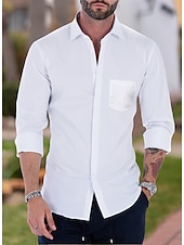 preiswerte Businesshemden für Herren-Herren Oberhemd Hemden mit französischen Manschetten Kragenhemd Knopfhemd Wellen Hochzeit Arbeit Schwarz Weiß Rosa Marineblau Langarm Umlegekragen Ganzjährig Bekleidung Button-Down