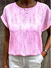 cheap Floral tee-Women&#039;s T Shirt Graphic Basic Short Sleeve Round Neck Regular Tops Daily Weekend Print Yellow Pink Blue Orange Green