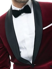 economico Blazer e Giacca-Giacca blazer da uomo in velluto per feste casual taglio regolare a tinta unita monopetto a un bottone borgogna