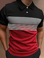 cheap Men&#039;s Classic Polo-Men&#039;s Button Up Polos Polo Shirt Casual Sports Lapel Short Sleeve Fashion Basic Color Block Button Summer Regular Fit Fire Red Black White Army Green Dark Navy Dark Gray Button Up Polos