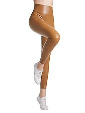 economico Pantaloni skinny da donna-Per donna Pantaloni di pelle Collant Pantaloni Di tendenza Streetwear Lunghezza intera Vita alta Liscio Vita elastica All&#039;aperto Comodo Media elasticità Strada Giornaliero Da tutti i giorni Ruggine