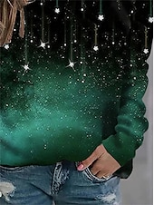 billige Kunst og design topper-damegenser genser grafisk street casual sport basic rund hals langermet topp mikroelastisk fall &amp;amp; mykt, pustende vinterstoff