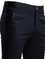 preiswerte Schlank-Herren Anzughosen Hose Hosen Hose Freizeithose Anzughose Tasche Einfarbig tragbar Draussen In voller Länge Hochzeit Heim Arbeit Modisch Strassenmode weiß grau Schwarz elastisch