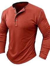 olcso Alkalmi Henley póló-Férfi Gombos póló Henley ing Tee Top Hosszú ujj Henley Nyár Sima Divat Dizájn Alap Vakáció Utca Alkalmi Fehér Sárga Piros Férfi felső póló