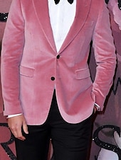 abordables Blazers et vestes-Blazer de soirée en velours pour hommes Coupe ajustée Uni À simple boutonnage Deux boutons Noir Rose Bourgogne Bleu royal Violet Marron Vert