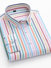 economico camicie oxford da uomo-Per uomo Camicie Camicia a righe Camicia abbottonata Camicia Oxford Banda Matrimonio Ufficio e carriera Verde chiaro Blu reale Verde Kaki Manica lunga Colletto Quattro stagioni Abbigliamento Stampa