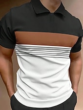 cheap Men&#039;s Classic Polo-Men&#039;s Button Up Polos Polo Shirt Casual Sports Lapel Short Sleeve Fashion Basic Color Block Button Summer Regular Fit Fire Red Black White Army Green Dark Navy Dark Gray Button Up Polos